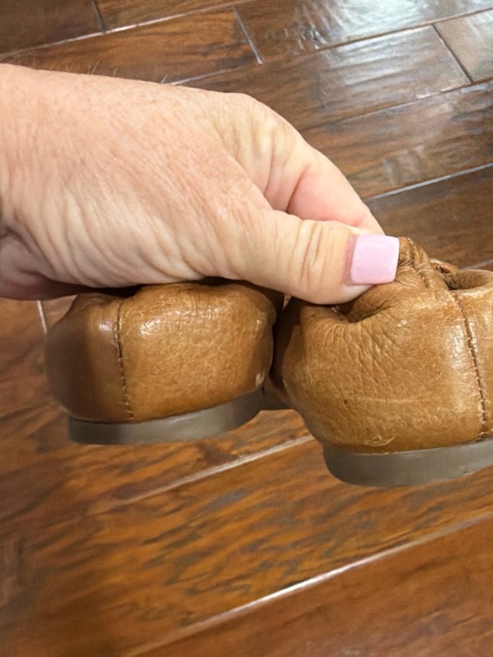 Tory Burch Cognac Leather Logo Ballet Flats - Picture 3 of 8